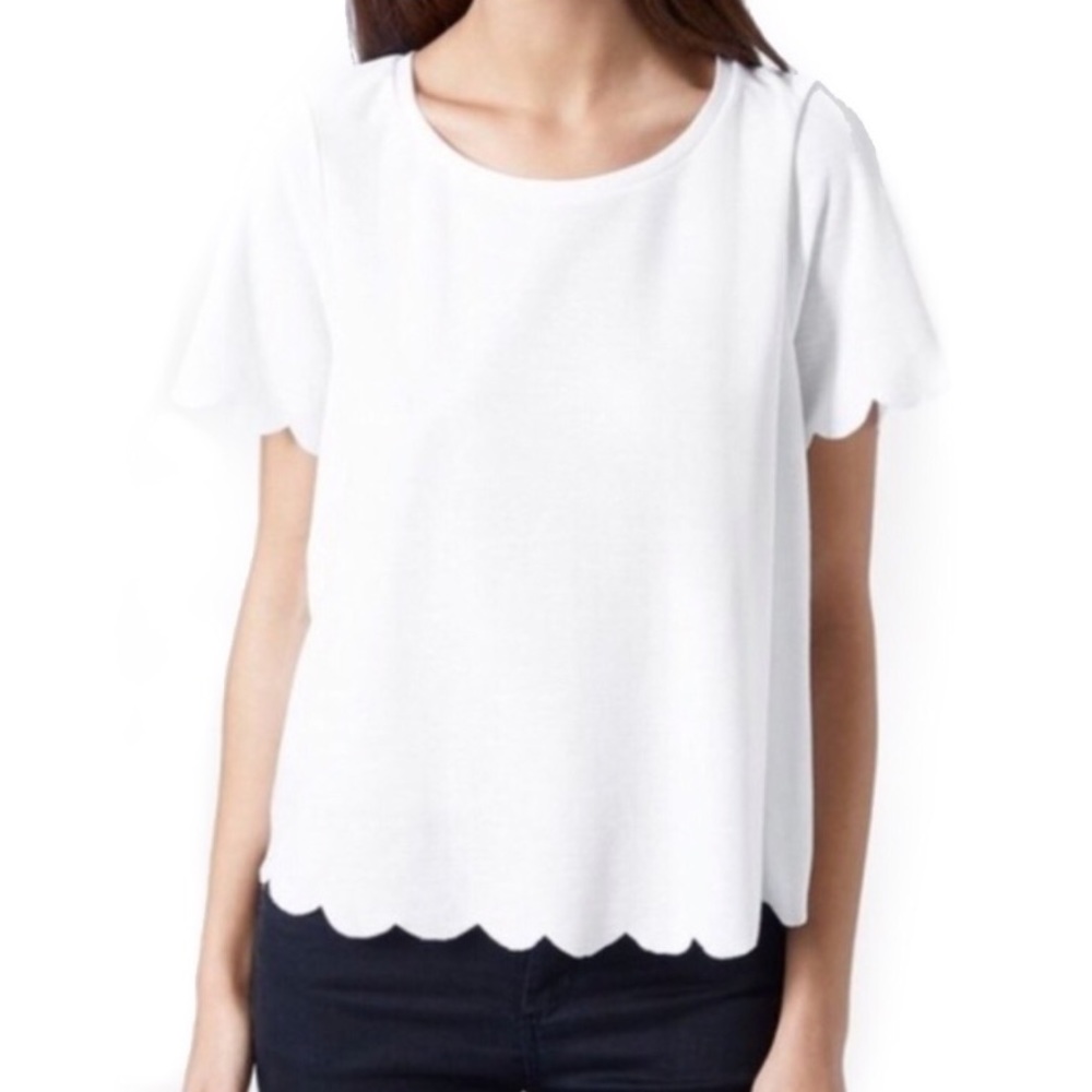 TOPSHOP Scallop Frill Hem Tee Shirt